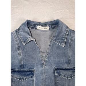 Aaron & Amber Cropped Denim Shirt Womens Large Blue Boxy Utility Top